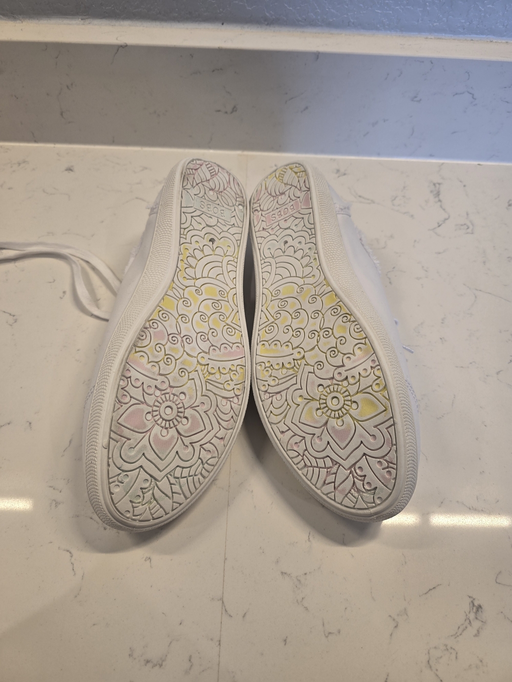 Skechers White Canvas Sneakers with Rose Gold Accents - Picture 4 of 6